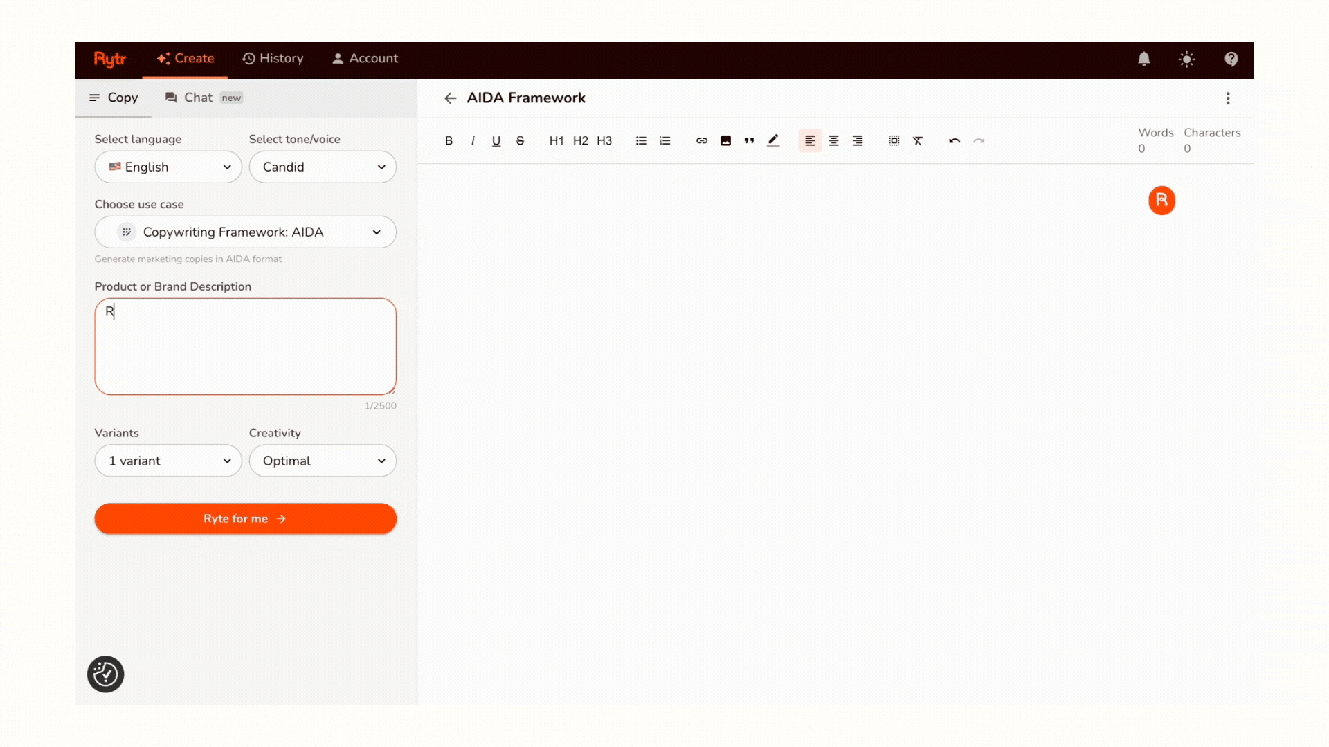 AIDA Copywriting Generator