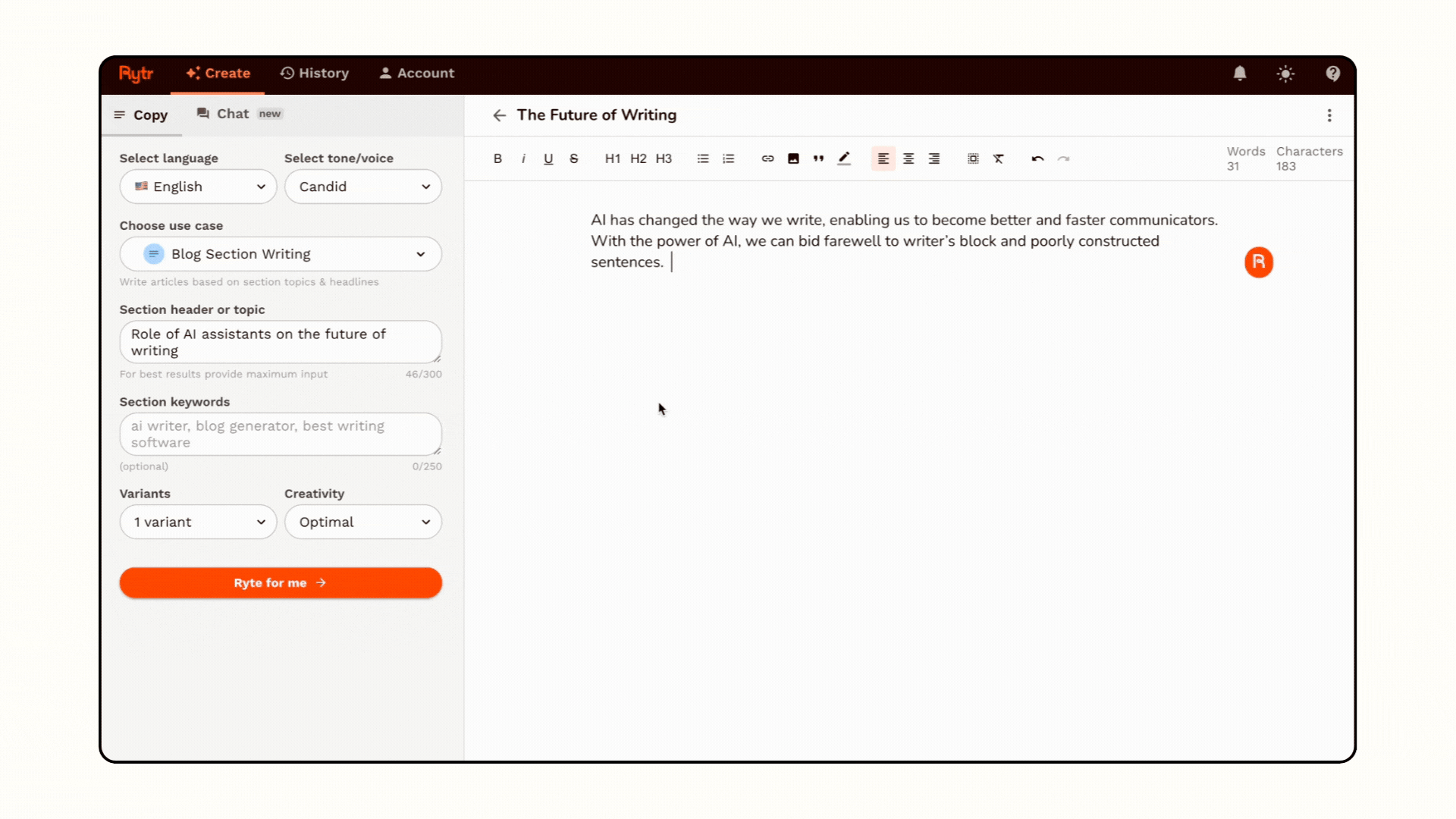 Text Editing: Continue Writing